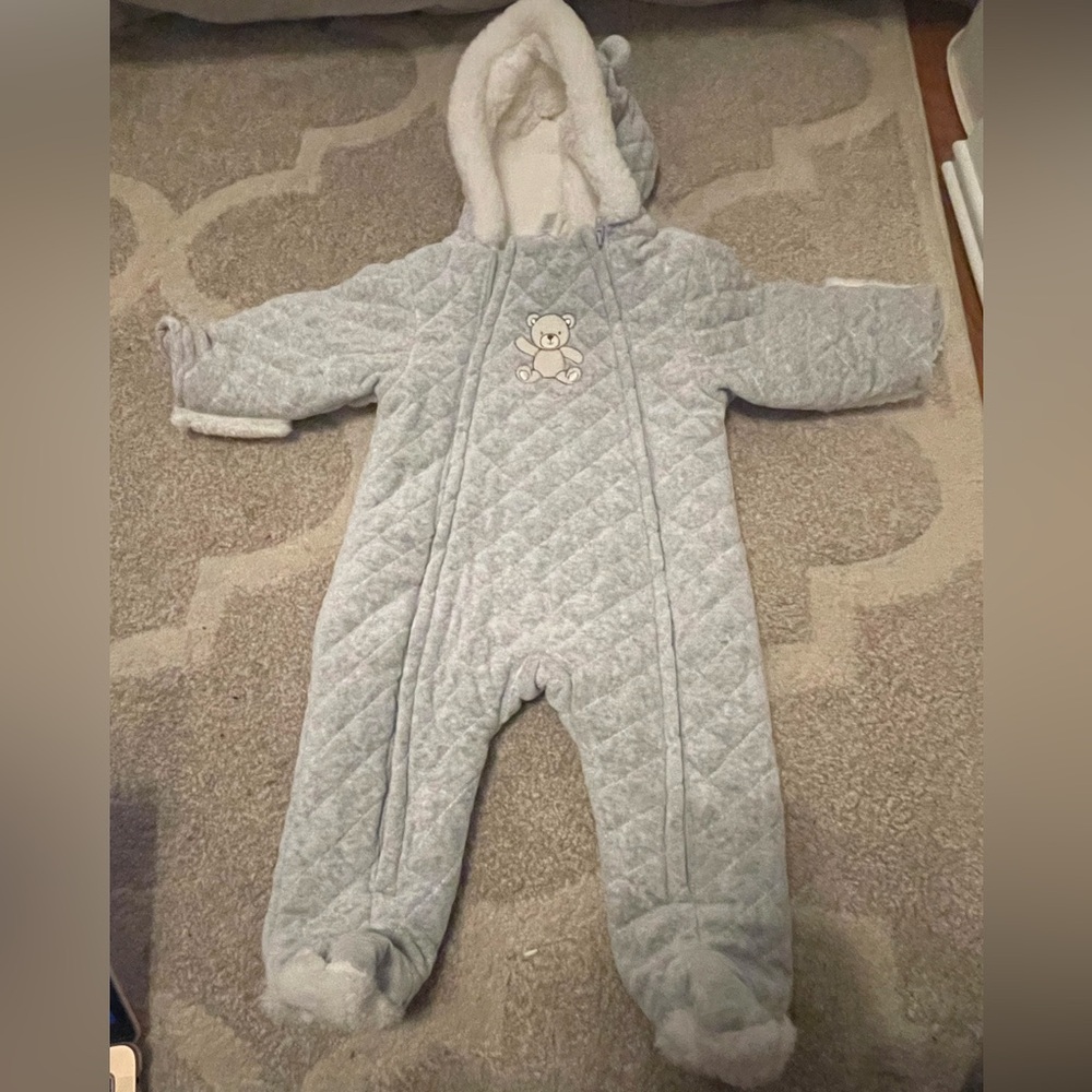 Little me Gray Winter Snowsuit  6-9 months